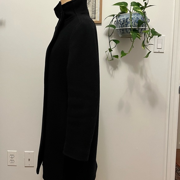J Crew Black Cocoon Villa coat italian stadium cloth wool tortoise button funnel - Picture 9 of 11